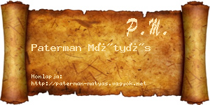 Paterman Mátyás névjegykártya